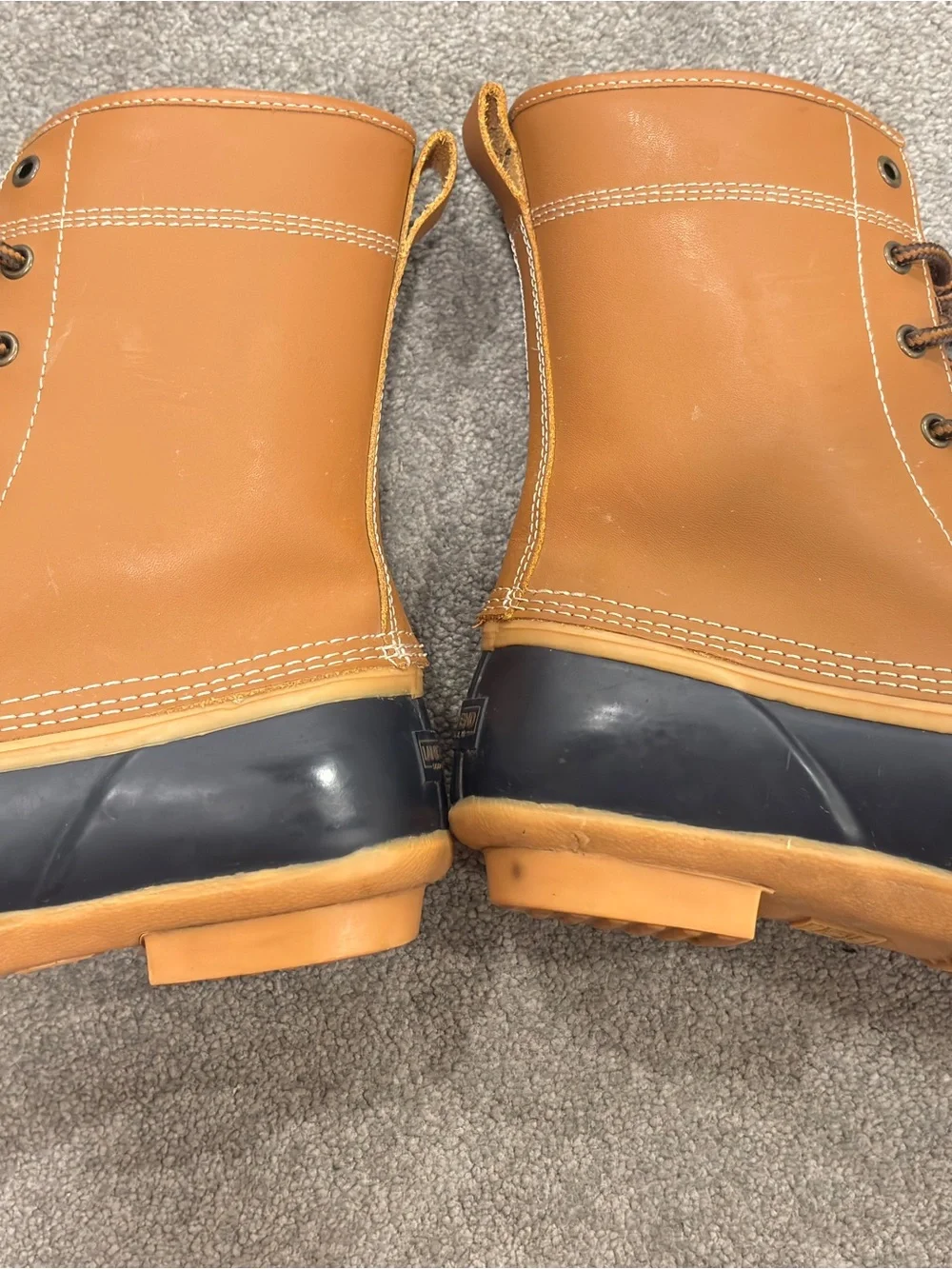 Women's Lands End Brown and Navy Lace-Up Duck Boots - Waterproof Winter Boot